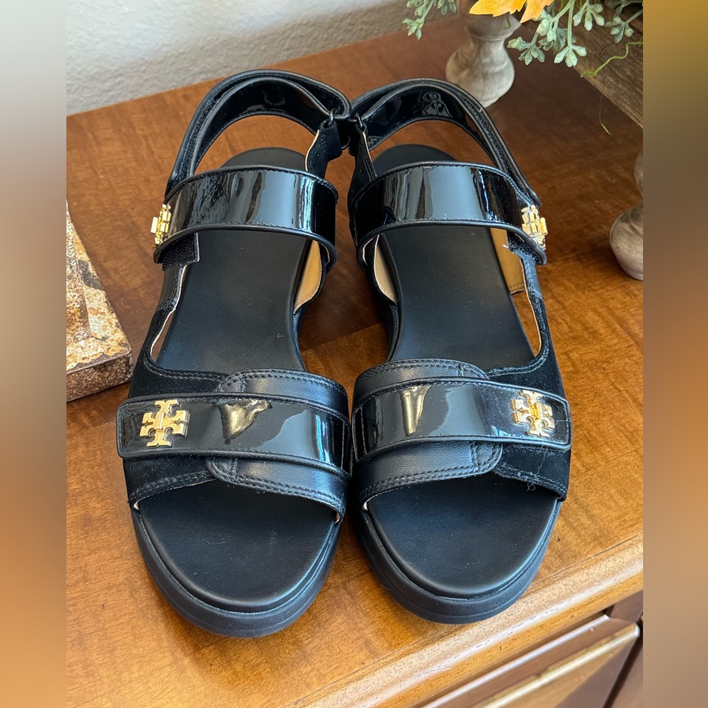 Tory Burch Kira Sport Sandal with Logo Gold Accents